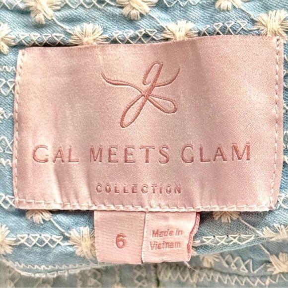 Gal Meets Glam Quinn Sleeveless Embroidered A-Line Zip Back Cotton Dress. 6. - Picture 7 of 11